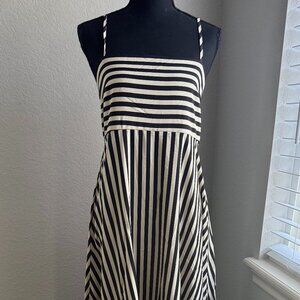Cupshe Subtle Lines Striped Maxi Dress, Size M, Black and Ivory Stripes